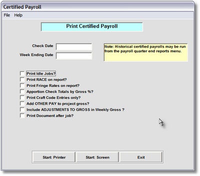 Print Certified Payroll