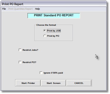 Print Purchase Order Report