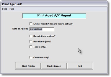 Print Aged A/P Report