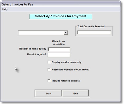 Select Invoices to Pay