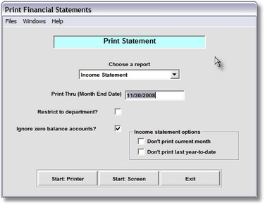 Print Financial Statements